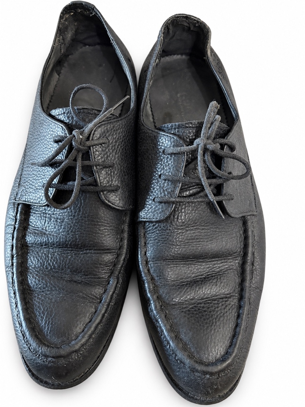 Gucci Black Pebbled Leather Lace-Up Oxfords